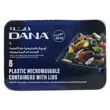 Dana Black Microwavable Container With Lids 6s 32oz