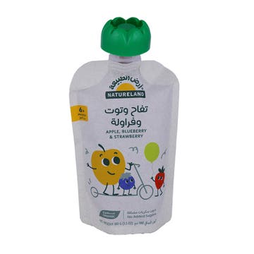 Natureland Apple Blueberry Strawberry Fruit Puree Baby Food 100g