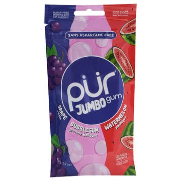 Pur Grape Bubblegum Watermelon Jumbo Gum 20s 81g