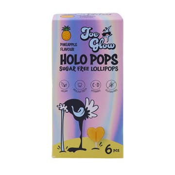 Joe Glow Holo Pops Pineapple Sugar Free Lollipops 6s 36g