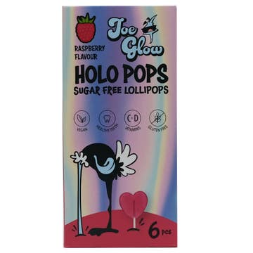 Joe Glow Holopops Sugar Free Raspberry Flavour Lollipops 8g