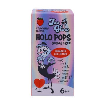 Holo Pops Strawberry Flavour Sugar Free Lollipops 6pcs