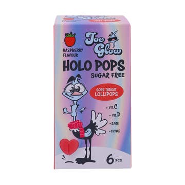 Holo Pops Raspberry Flavour Sugar Free Lollipops 6pcs