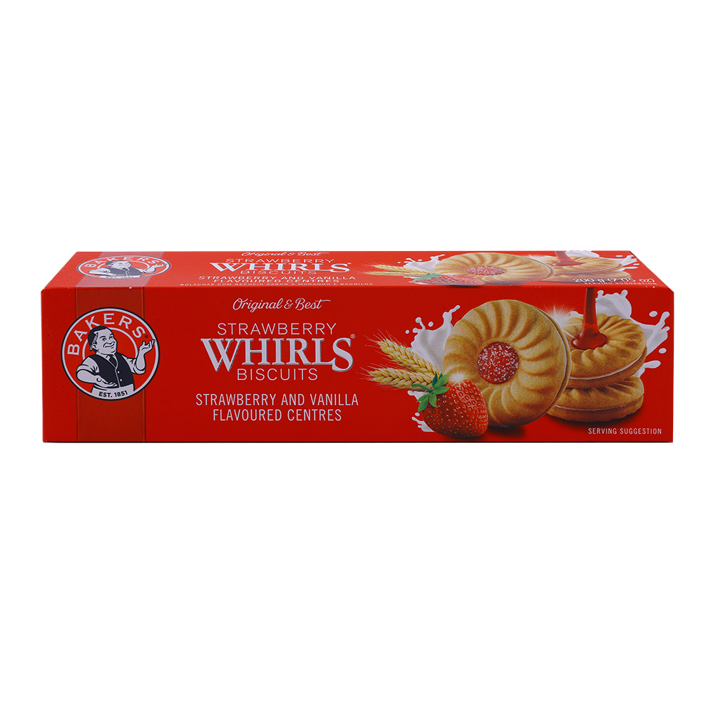 Bakers Strawberry & Vanilla Whirls Biscuit 200g