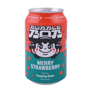 Bubble Bob Merry Strawberry Popping Boba Black Tea 330ml