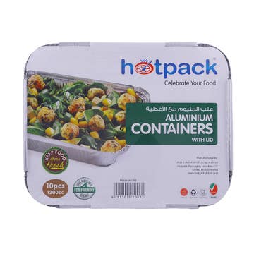 Hotpack Aluminium Containers With Lid 1200cc 10s