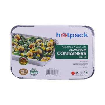 Hotpack Aluminium Containers With Lid 890cc 10s