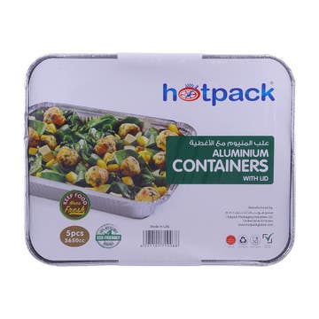 Hotpack Aluminium Containers With Lid 3650cc 5s