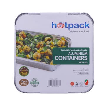 Hotpack Aluminium Containers With Lid 2410cc 10s