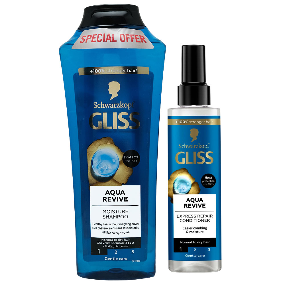 Gliss Aqua Revive Shampoo & Conditioner 400ml+200ml [Special Offer]