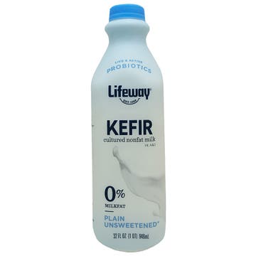 Lifeway Fat Free Kefir Plain Unsweetened Milk 946ml