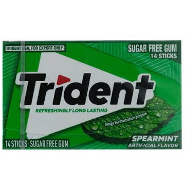 Trident Spearmint Refreshing Sugar Free Gums 14s 26.6g