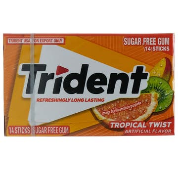 Trident Tropical Twist Refreshing Sugar Free Gums 14s 26.6g