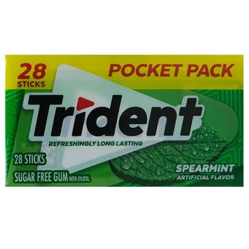 Trident Spearmint Sugar Free Gum With Xylitol 28s 50.4g