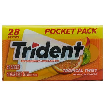 Trident Tropical Twist Sugar Free Gum With Xylitol 28s 50.4g