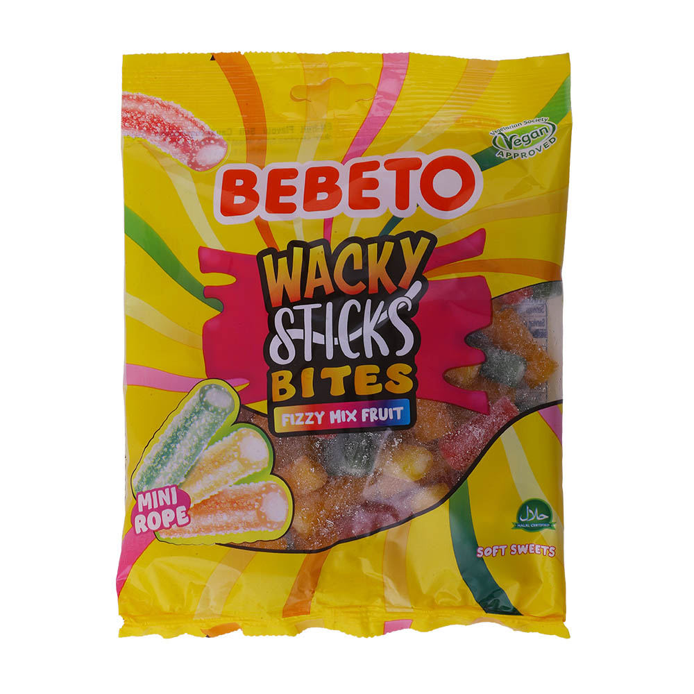 Bebeto Wacky Sticks Bites Mini Rope Candy 135g
