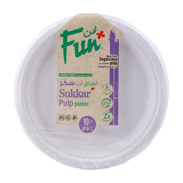Fun Green Track Sukkar Pulp Plates 10s