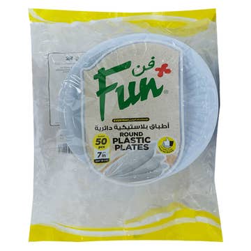 Fun Everyday White Plastic Plates 18cm 50s
