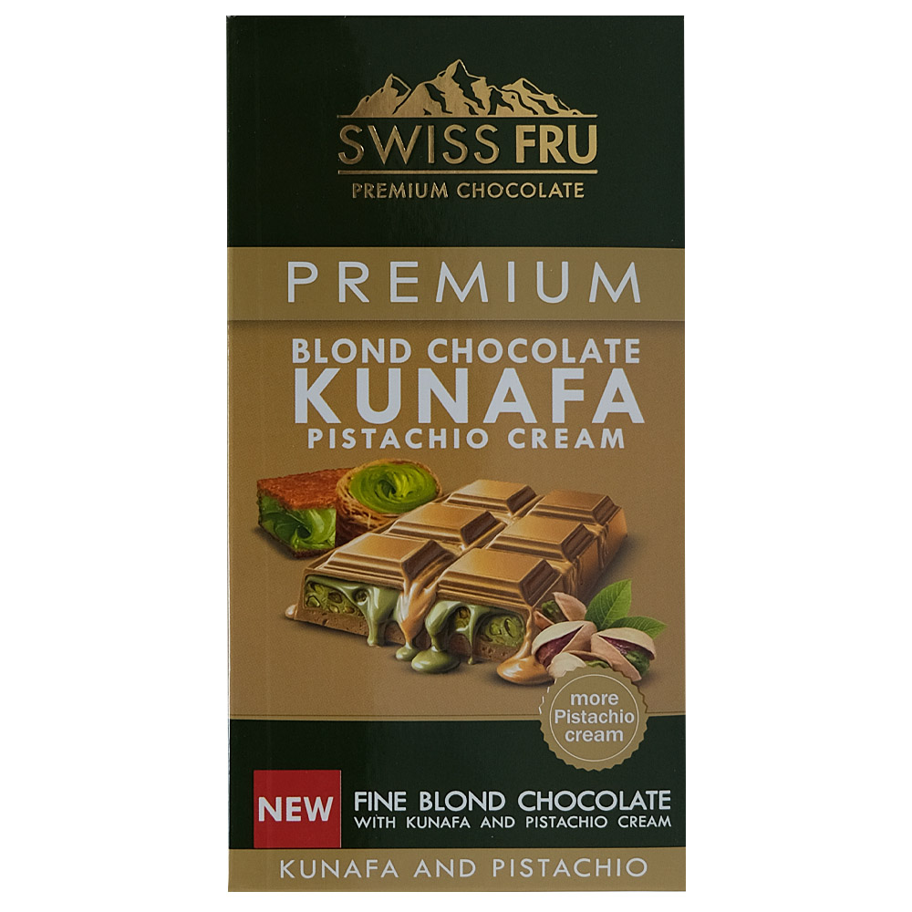 Swiss Fru Kunafa Pistachio Cream Blond Chocolate 150g