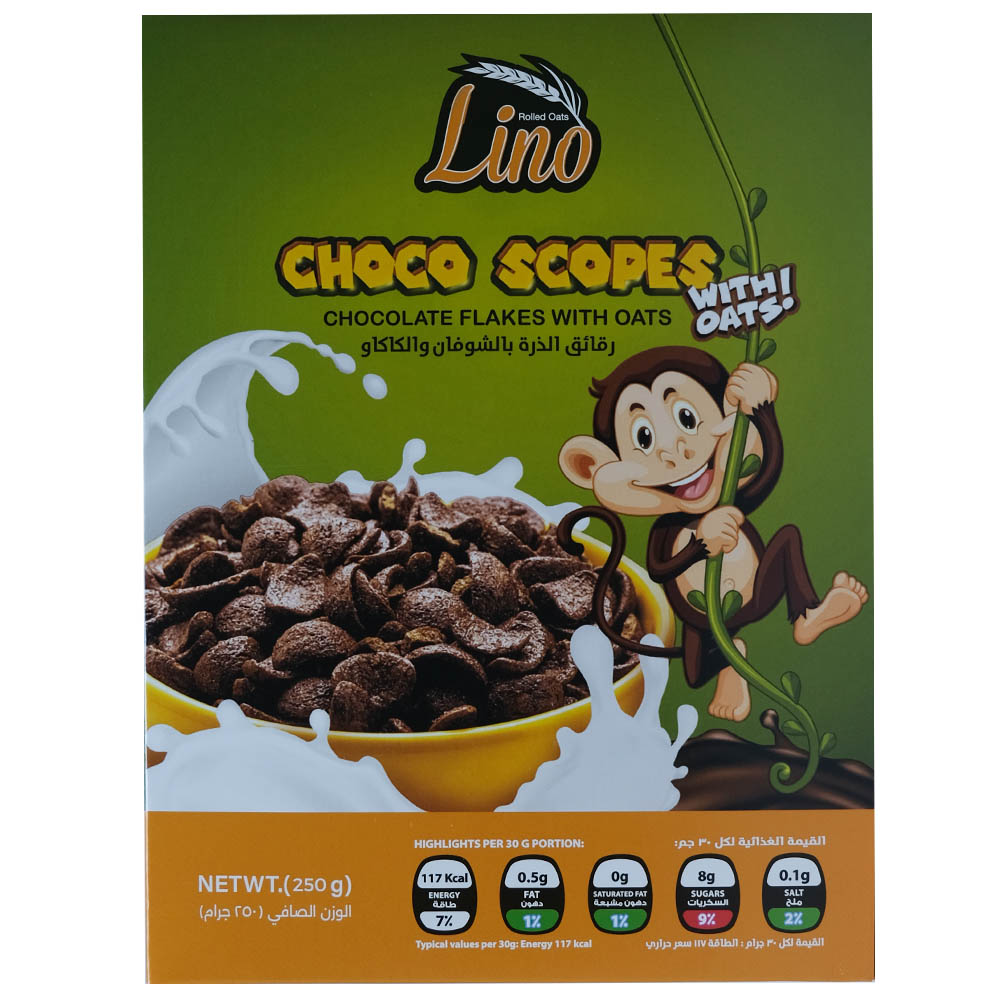 Lino Choco Scopes Chocolate Flakes With Oats 250g