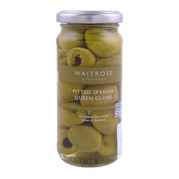 Waitrose Pitted Spanish Queen Olives 225g