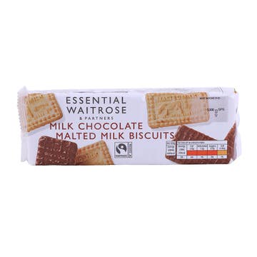 Waitrose Essential Milk Chocolate Malted Milk Biscuits 250g