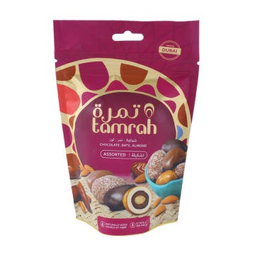 Tamrah Assorted Date & Almond Coated With Chocolate 100g
