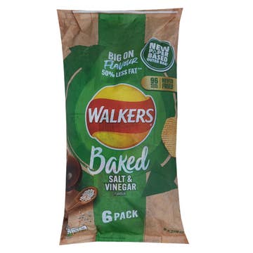Walkers Baked Salt & Vinegar Potato Chips 6x22g