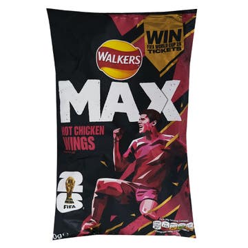 Walkers Max Hot Chicken Wings Potato Crisps 140g