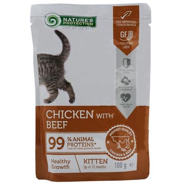 Nature's Protection Healthy Growth Chicken With Beef Cat Food 100g
