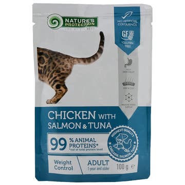 Nature's Protection Weight Control Chicken With Salmon & Tuna Cat Food 100g