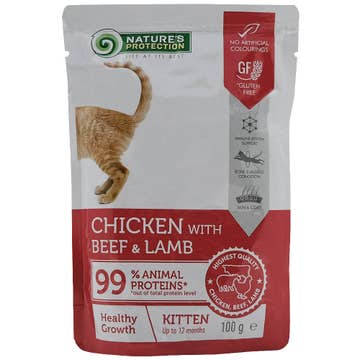 Nature's Protection Healthy Growth Chicken With Beef & Lamb Cat Food 100g