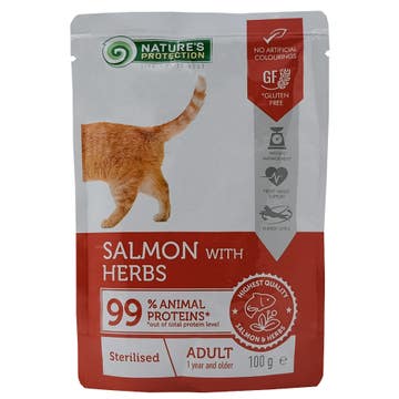 Nature's Protection Sterilised Salmon With Herbs Cat Food 100g