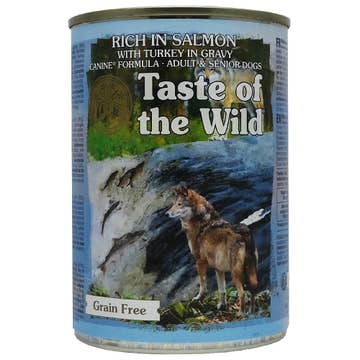 Taste Of The Wild Rich In Salmon With Turkey In Gravy Dog Food 390g