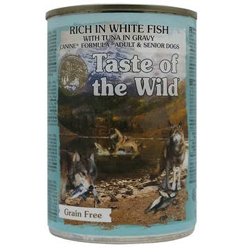 Taste Of The Wild Rich In White Fish With Tuna In Gravy Dog Food 390g