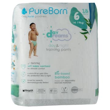 PureBorn Day Dreams Day & Night Bamboo Diapers Size 6 18s