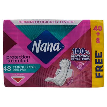 Nana Protection & Comfort Thick Long Maxi Pads 48s