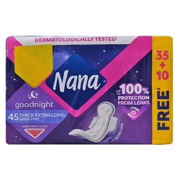 Nana Good Night Thick Extra Long Maxi Pads 45s [Special Offer]