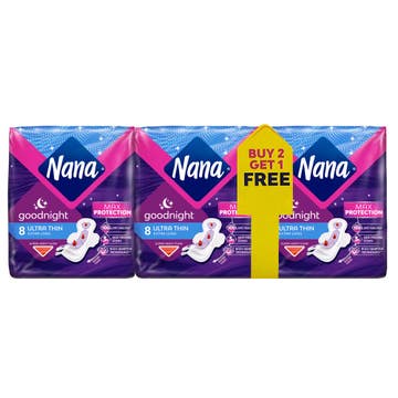Nana Good Night Ultra Thin Extra Long Pads 3x8s [Special Offer]