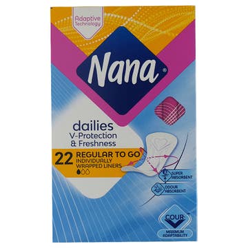 Nana Dailies V Protection & Freshness Regular To Go Panty Liners 22s