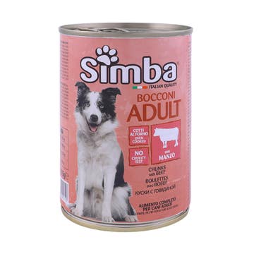 Simba Bocconi Adult Chunks With Beef Dog Food 415g