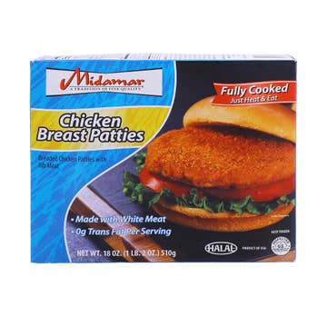 Midamar Breaded Chicken Breast Patties 510g