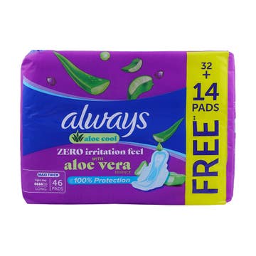 Always Cool Dry Large Wings Sanitary Pads 46's