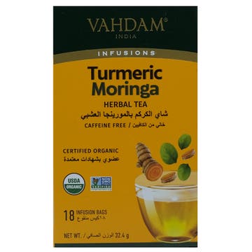 Vahdam Organic Turmeric Moringa Herbal Tea Bags 18s 32.4g