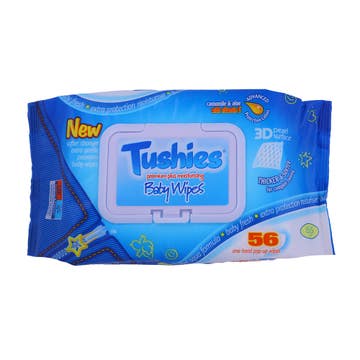 Tushies Premium Baby Wipes with Lid 56's