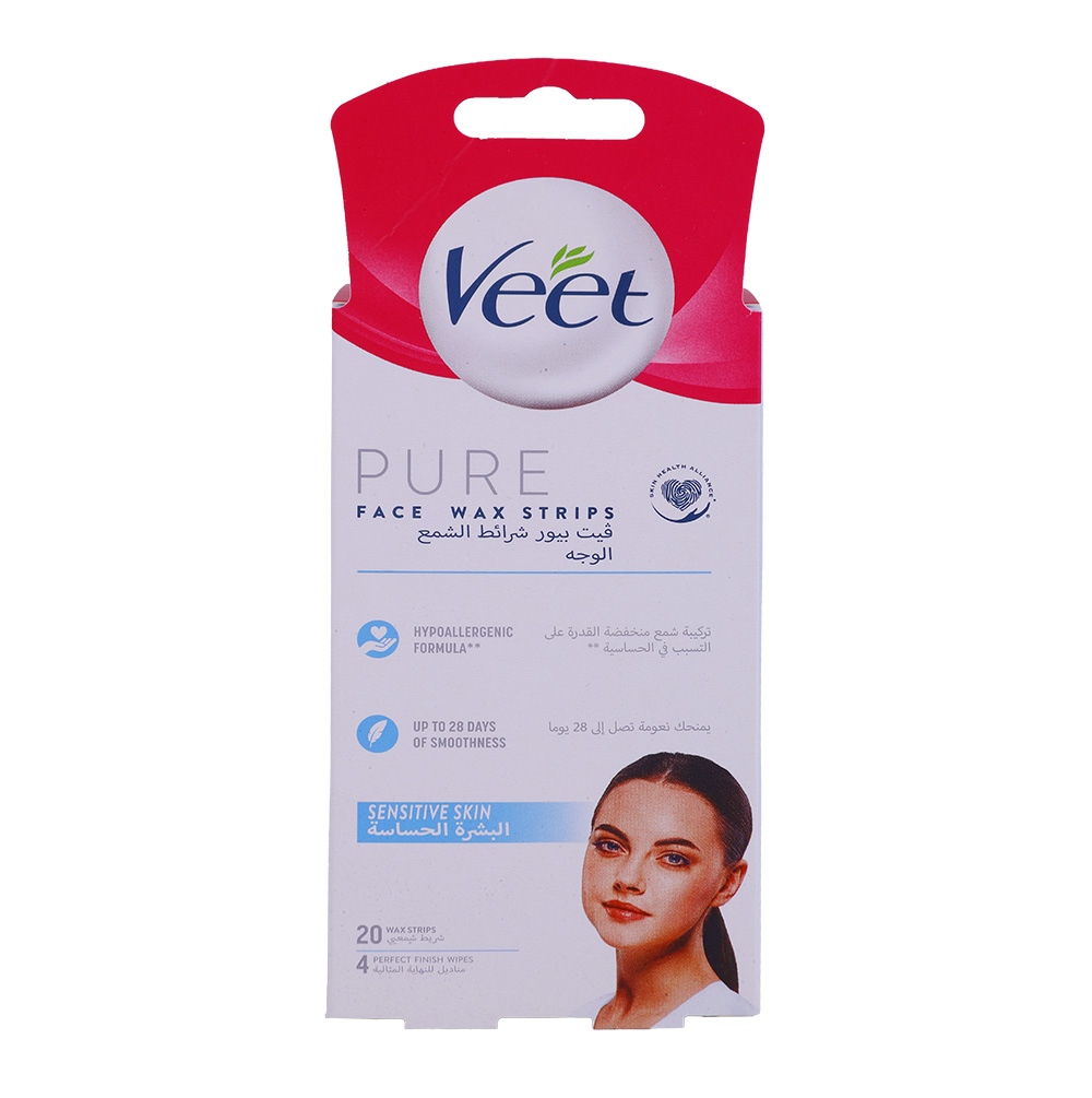 Veet Pure Sensitive Skin Face Wax Strips 20s