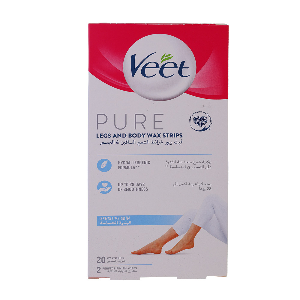 Veet Pure Sensitive Skin Legs & Body Wax Strips 20s