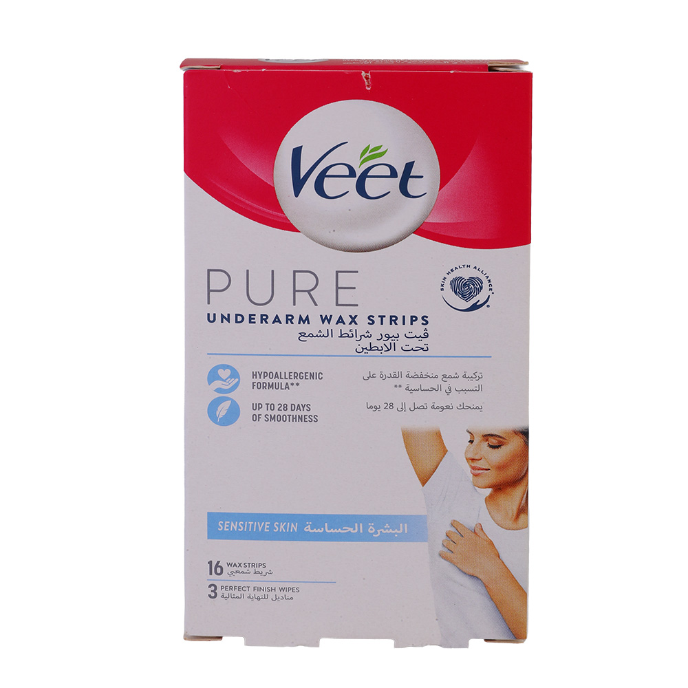 Veet Pure Sensitive Skin Underarm Wax Strips 16s