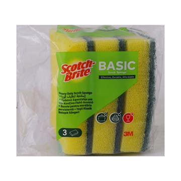 3m Scotch Brite Basic Scrub Sponge 3s