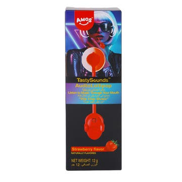Amos Tasty Sounds Strawberry Flavor Audio Lollipop 12g